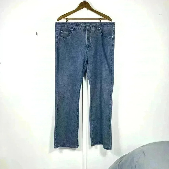 Bill‎ Blass Jeans Blue Stretch Bootcut Womens Size 16 High Rise Pants Butterfly - Picture 1 of 12